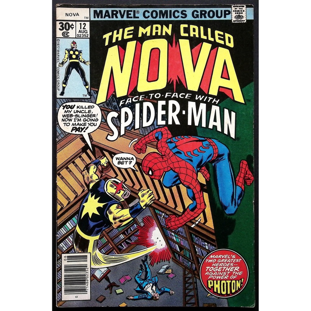 Marvel Comic Book The Man Called Nova #12 Newsstand Spider-Man‎ Appearance 1977